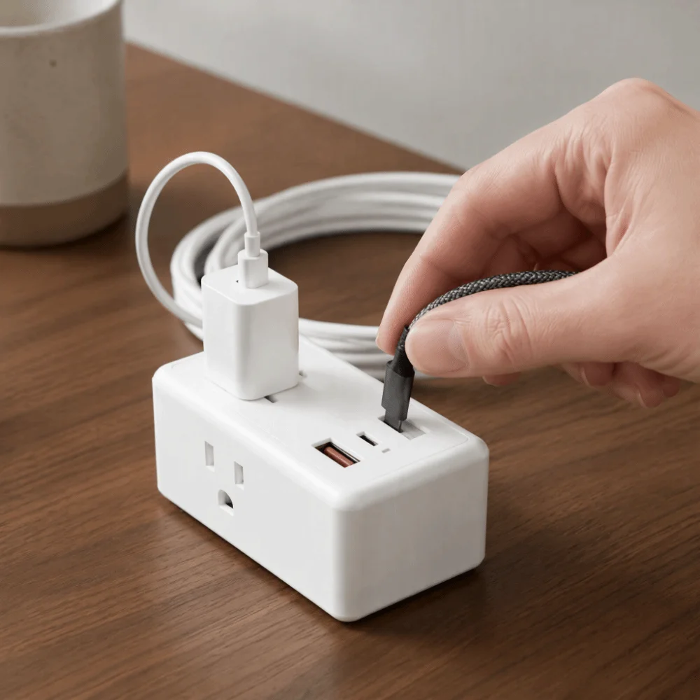 2 USB Ports Power Strip Solid Copper Wire Flame-Retardant PC Housing Multi Outlet Socket Stable Conductivity Safety Performance