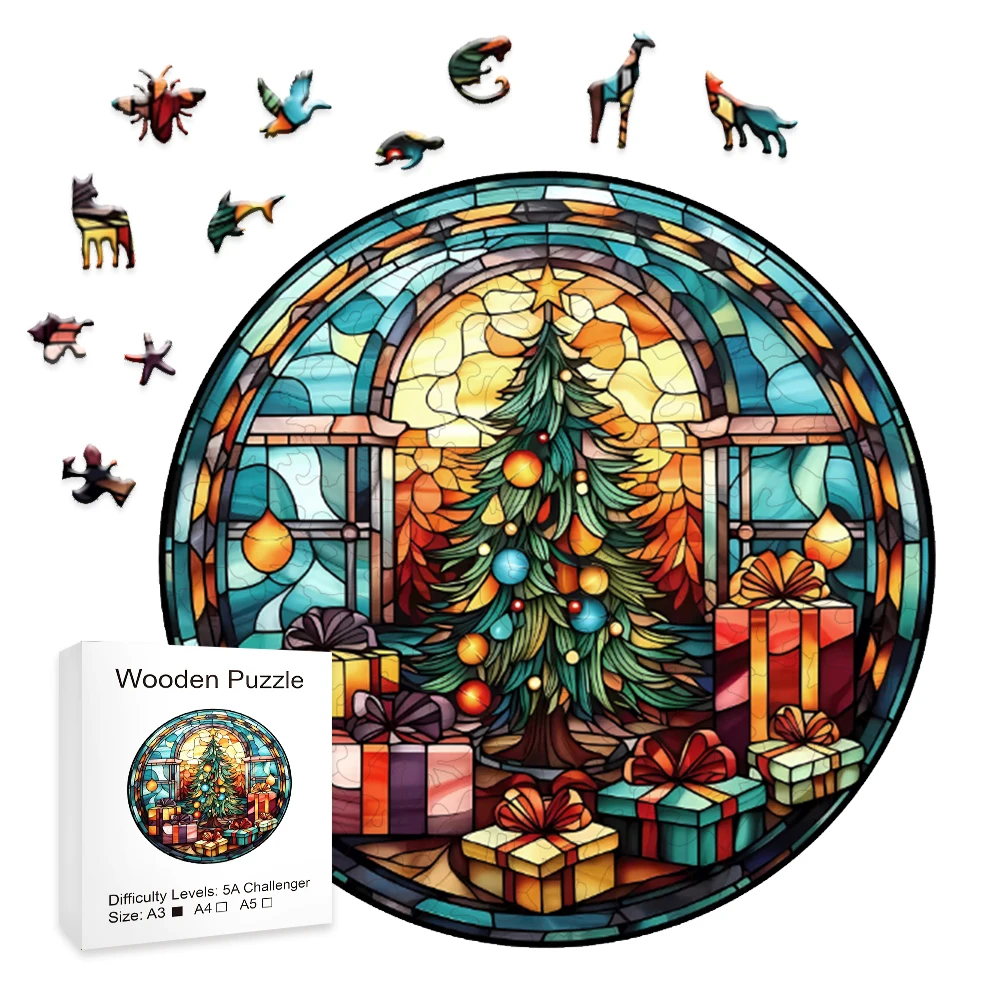 

Wooden Puzzle Christmas Snowy House Exquisite Gift Box lregular Shape Puzzle, Christmas Gift Adult Stress Relief Unique Gifts