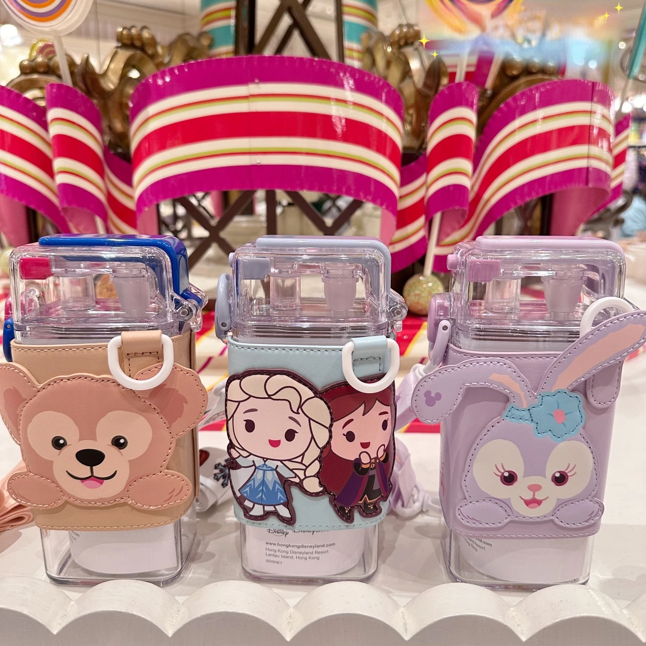 

MINISO genuine Disney StellaLou Bear Duffy children's water cup sports square double drinking cup portable Water Pots