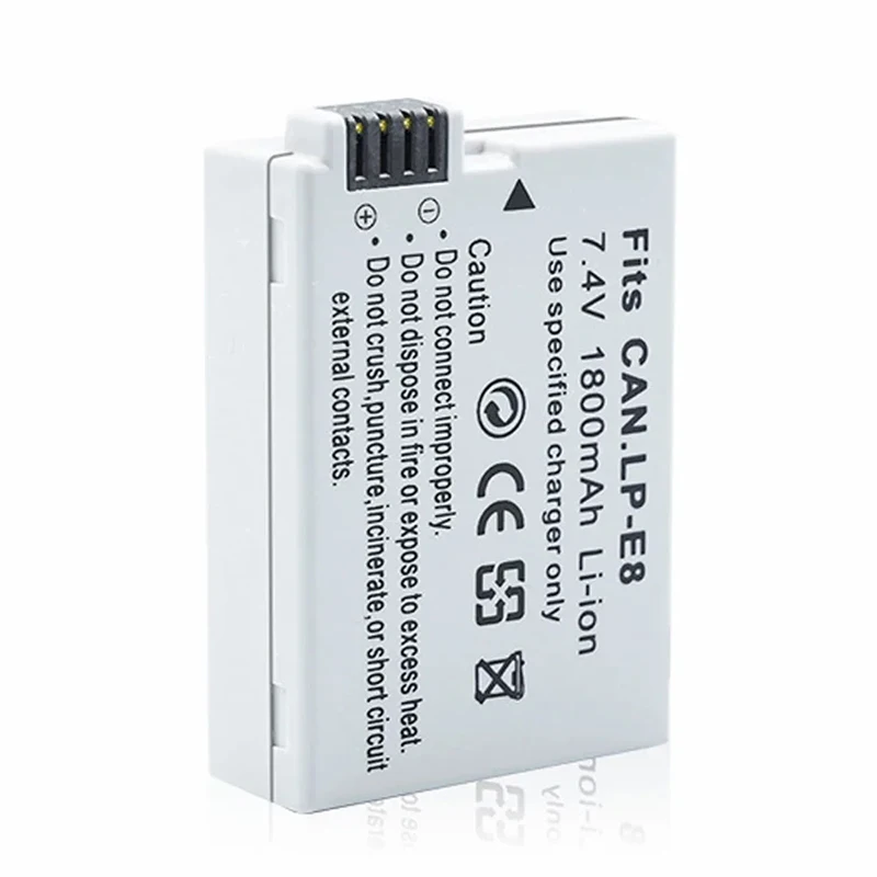 1-Pack 1800mAh LP-E8 LP E8 LPE8 Camera Battery Pack for Canon EOS 550D 600D 650D 700D Kiss X4 X5 X6i X7i Rebel T2i T3i T4i T5i