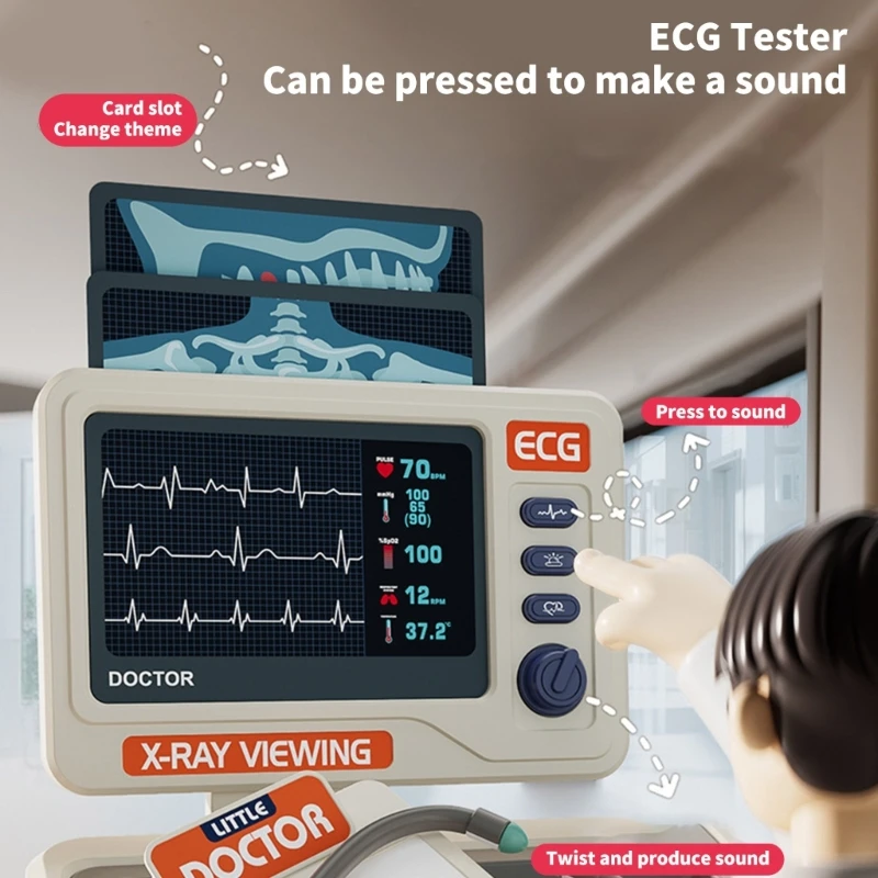 À prova crianças fingir médico playset destacando brinquedo educativo ecg para aprendizagem pré-escolar 15ub