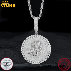 TUHE Unisex High Quality D VVS Moissanite Round Jesus Iced Out Hang Hip Hop Pendant For Men Hip Hop Jewelry Gifts