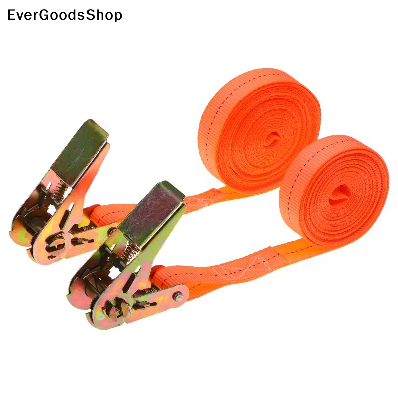 NewHeavy Duty Ratchet Tie Down Straps High Strength Orange Webbing Metal Buckle For Cargo Securing Moving Truck Transport