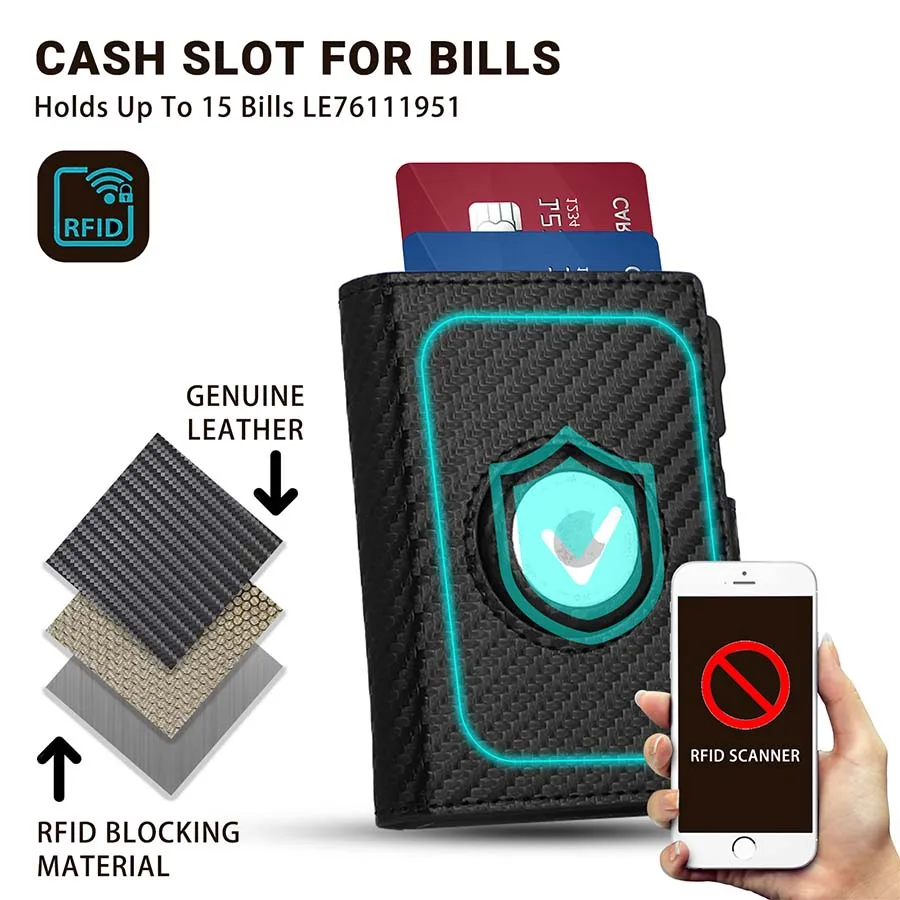 تتفاعل حامل بطاقة الائتمان الرجال محافظ ل أبل Airtag ألياف الكربون حامل البطاقة محفظة نسائية للعملات المعدنية محافظ صغيرة الحد الأدنى لعلامة الهواء