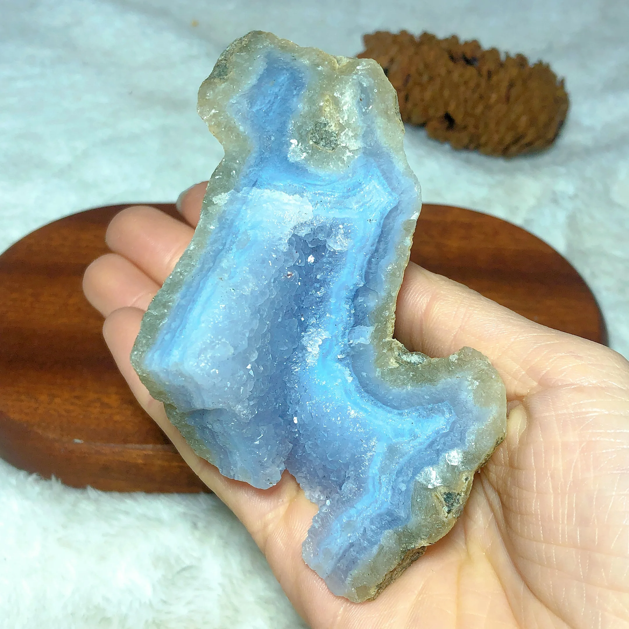 

Natural Crystals Blue Lace Agate Raw Stone Specimen Flashy Reiki Home Decorations Mineral Energy Gift