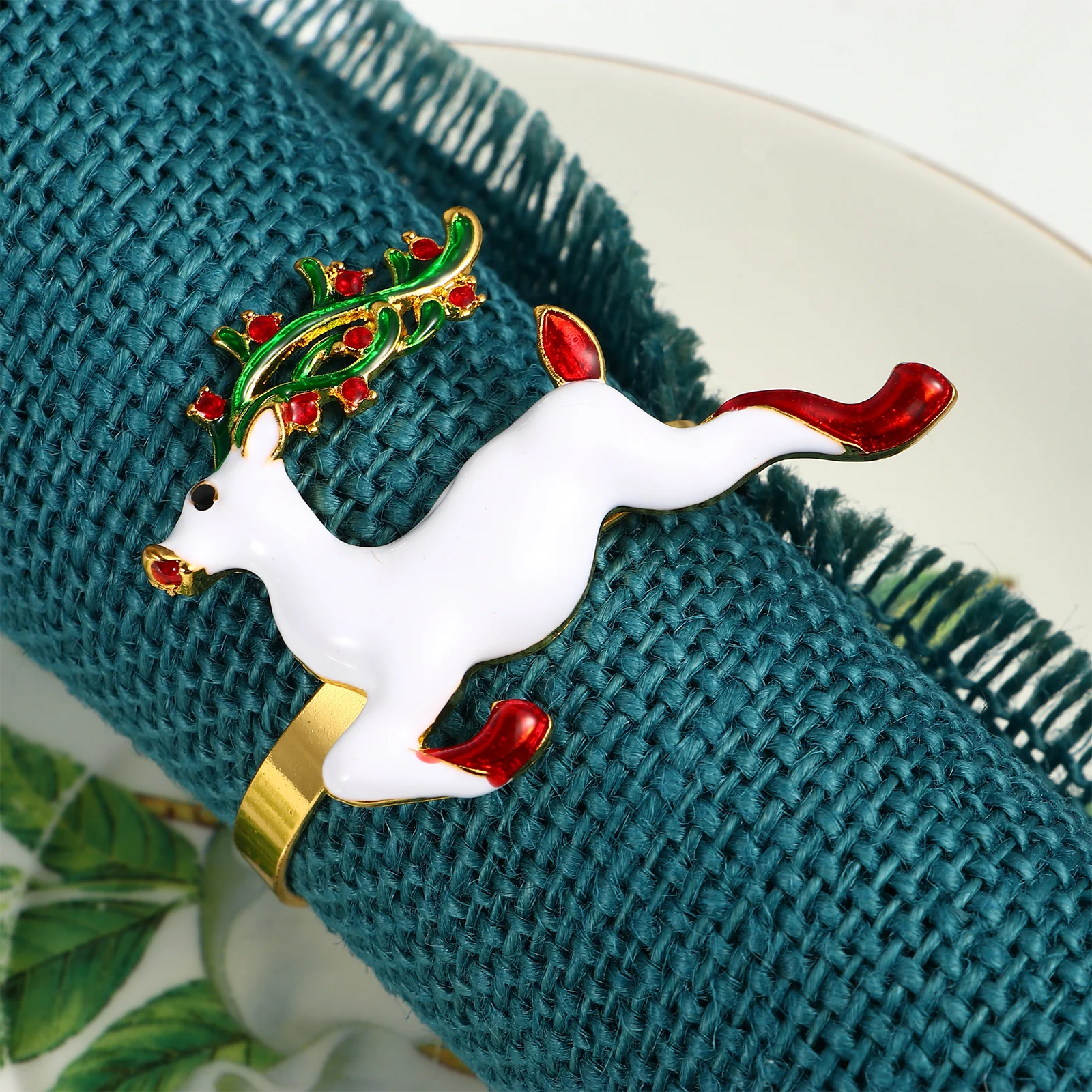 

2 шт. кольца для салфеток из сплава в форме оленя, стильные держатели для салфеток, украшение для рождественского обеденного стола, принадлежности для стола