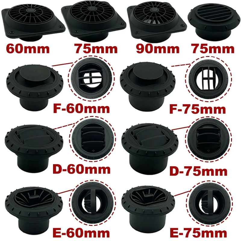 60mm 75mm 90mm Warm Air Vent Outlet Rotatable Air Diesel Heater Air Conditioner For Car Truck VAN Camper Pipe Outlet Connector