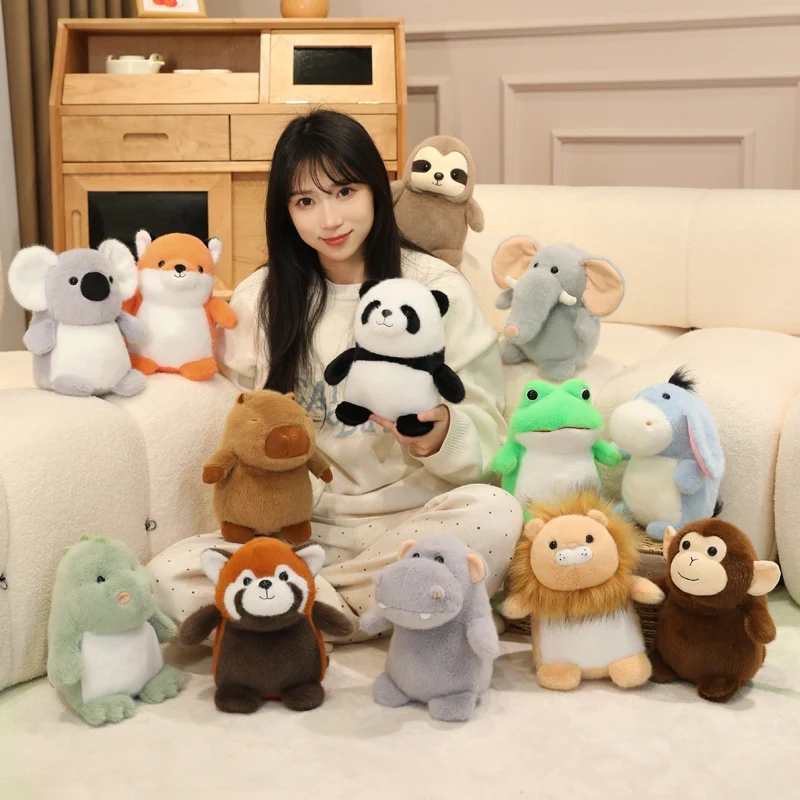 22cm kawaii dos desenhos animados floresta animal coala hipopótamo macaco animal de pelúcia brinquedo das crianças guaxinim raposa artesanal boneca presente