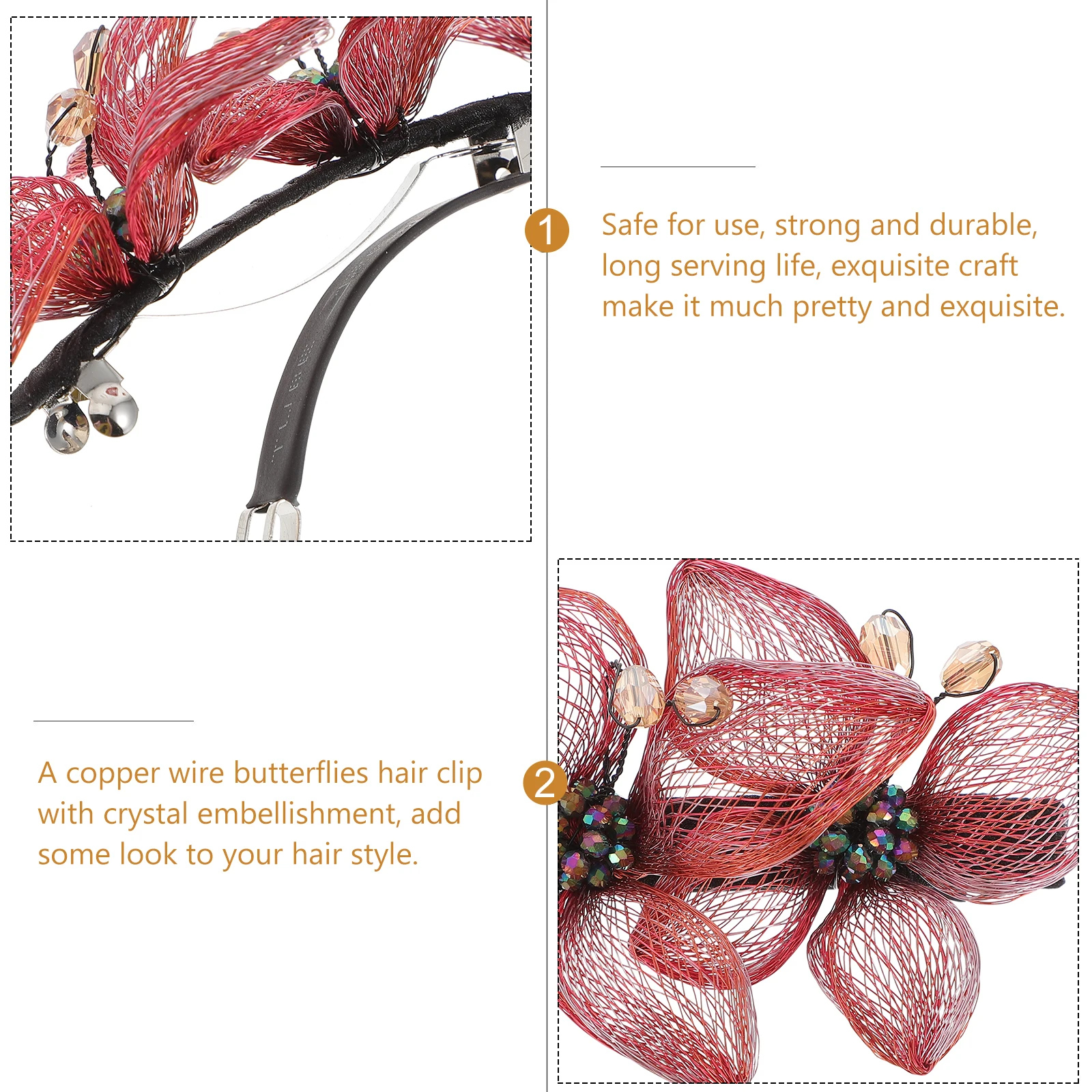 

Sparkly Crystal Butterflies Hair Clip Copper Wire Zircon Spring Hairpin Barrettes for Women Wedding Use