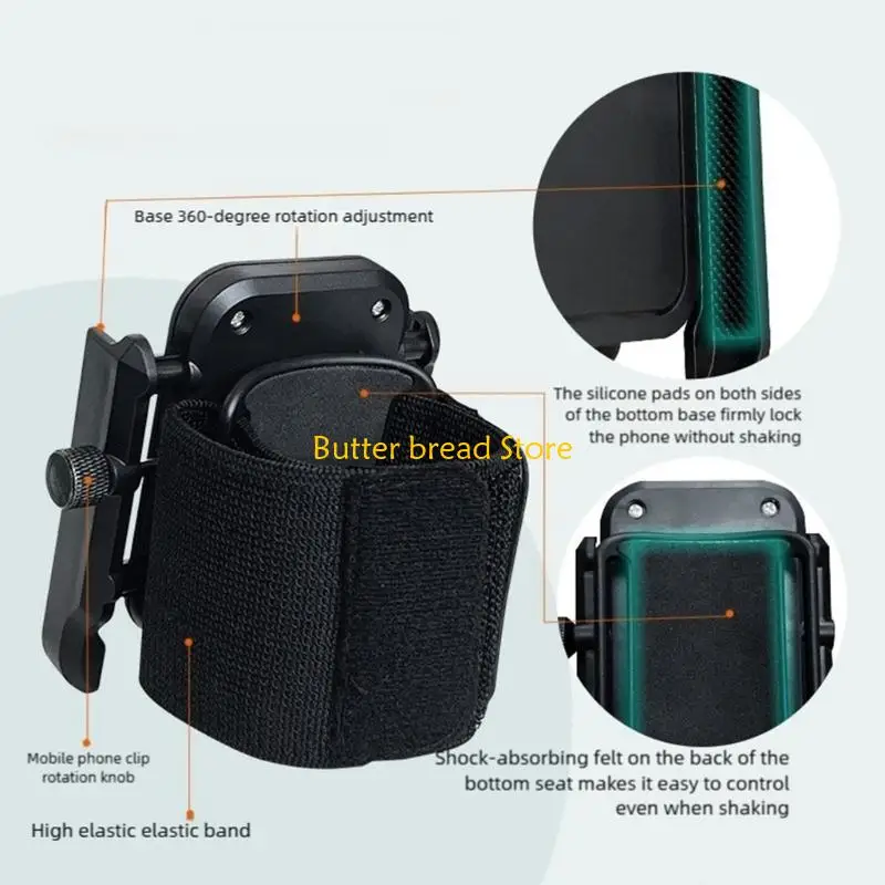 W89C Multiple Position Fitness Arm Wrist Strap Rack For Mobile Devices 360 Degree Adjustable Design Running Cycling Essential