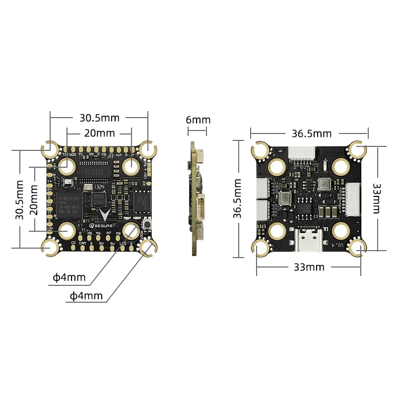 Sequre H743 Mpu6000 Fc Compatible With Both 20mm & 30.5mm Hole Positions 4-8s Dual Bec For X8 Aerial Photography Freestyle Drone