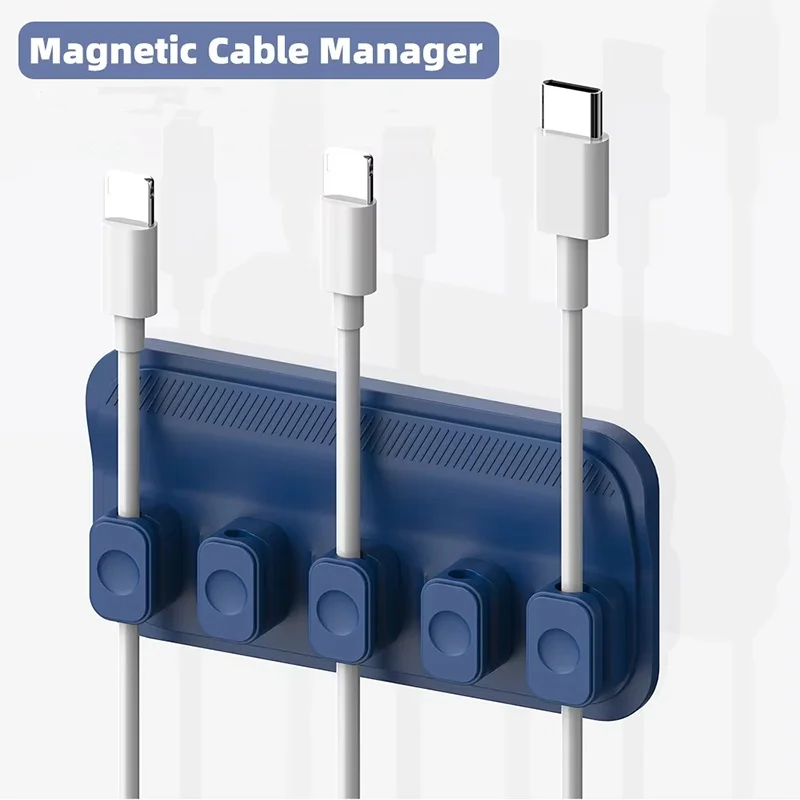 Magnetic Cable Management Holder Desktop Cable Clip Multipurpose Cord Keeper For Home Office For Mouse Charging Cables Storage