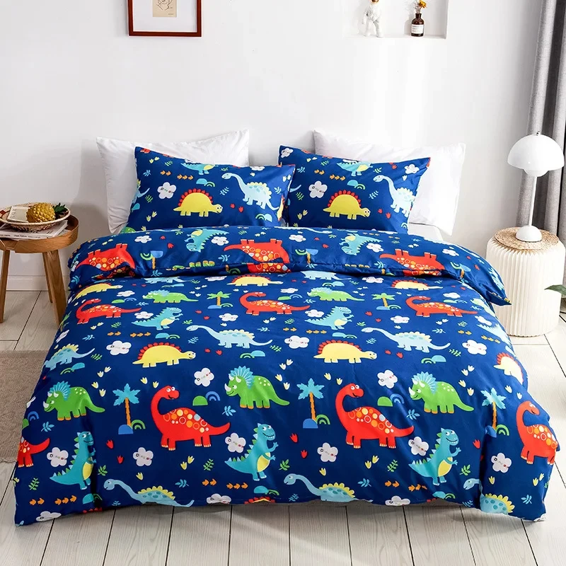 

Lovely Dinosaur Duvet Cover Set Full Size Polyester Cartoon Dinosaur Quilt Cover For Child Single Double Bed Kids Bedding Set