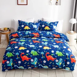 Lovely Dinosaur Duvet Cover Set Full Size Polyester Cartoon Dinosaur Quilt Cover For Child Single Double Bed Kids Bedding Set