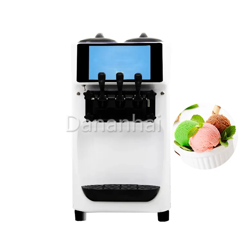 Pre Cooling Function Commercial Soft Ice Cream Machine Electric 3-Flavor Cone Sundae Machine