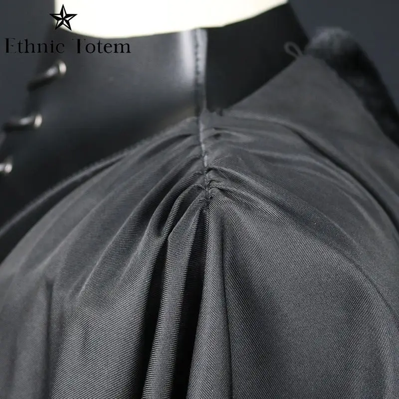 Medieval Armor Black Cloak Single Shoulder Retro Cape Gothic Punk Lace Up Renaissance Costume Halloween Cosplay Hooded Cloaks