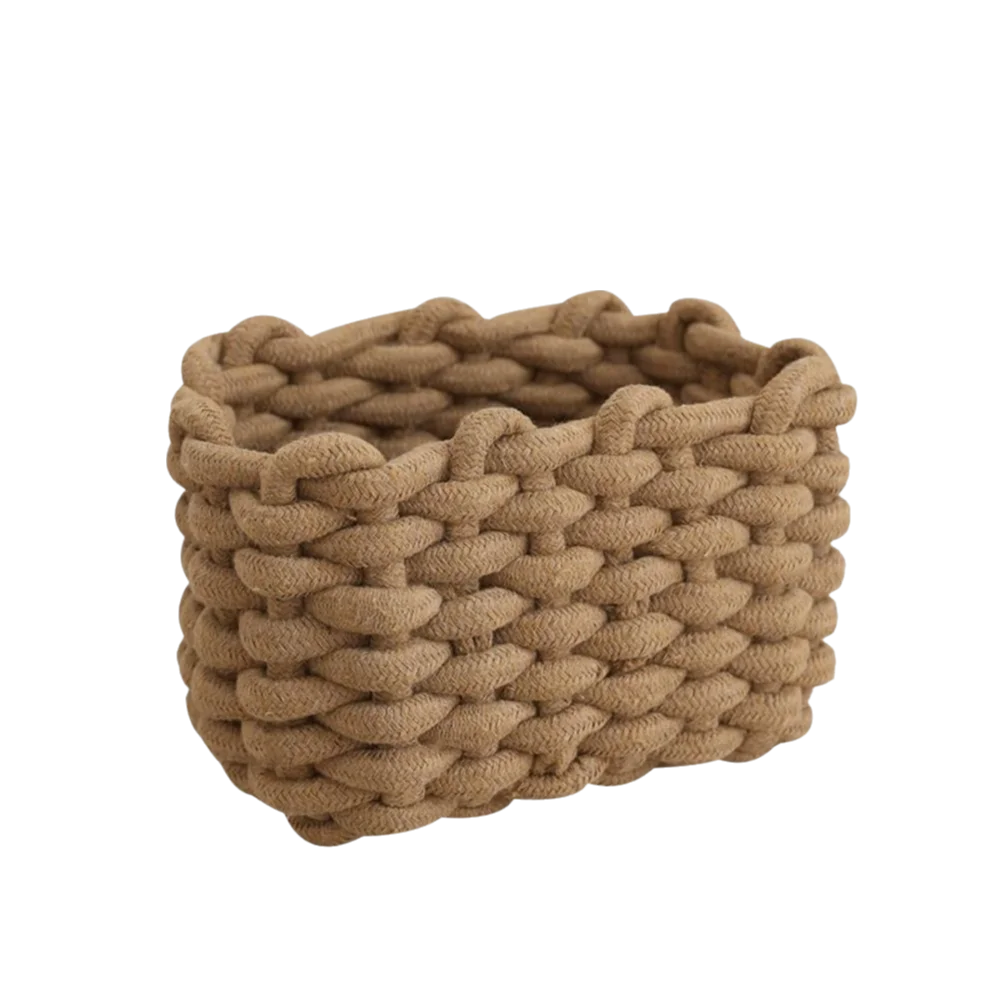 

Nordic Style Woven Basket Rectangular Hand-woven Toy Storage Basket Multi-functional Desktop Organize Baskets Bathroom Storage