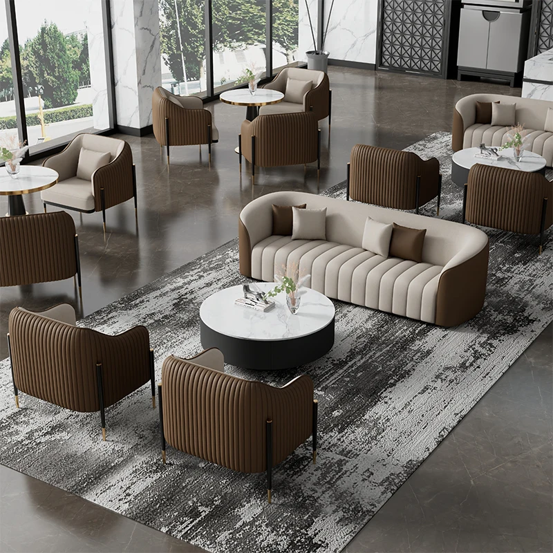 Hotel lobby sales office negotiation, office lounge area cafe sofa group