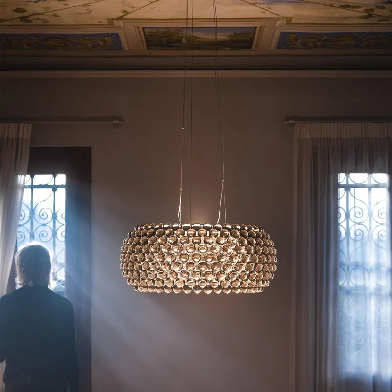 Nordic Personality Creative Beads Chandelier Transparent Gold Crystal Pendant Lamp for Restaurant Living Room Designer lighting