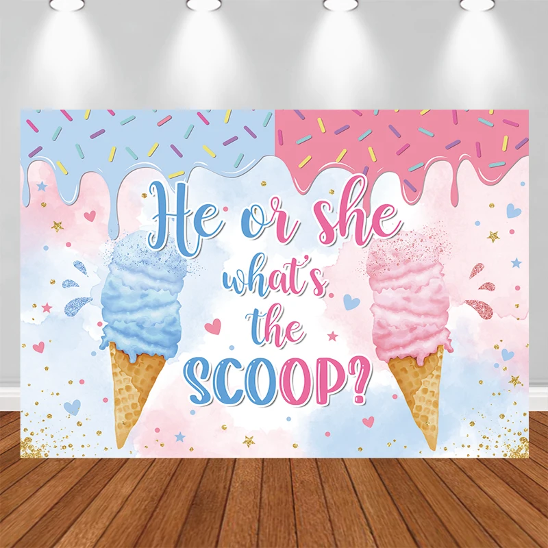 

LS Photography Background Gender Reveal Boy Girl Baby Shower Photo Backdrop Newborn Portrait Ice Cream Decoration Props