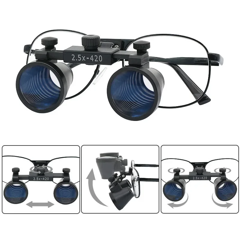 Dentistry Binocular Magnifier 3.5X Ultra-lightweight Optical LED Light Headband Glasses Loupes for Clinic Dental Surgery