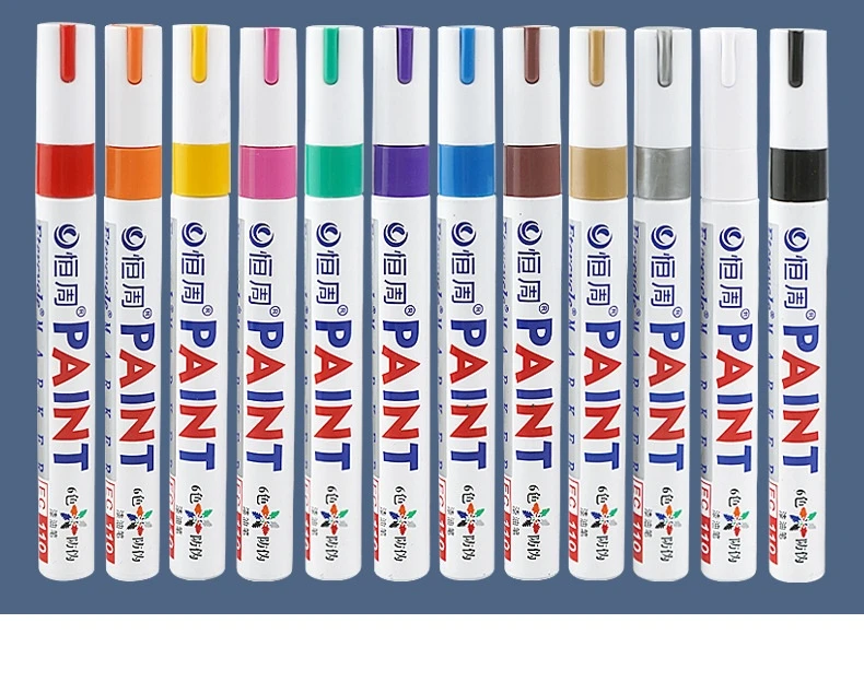 Etercycle Lackstift, wasserfest, lichtbeständig, ölig, 12 Farben, schnell trocknend, für Auto, Gummireifen, Autoräder, Graffiti, DIY – Detail 14
