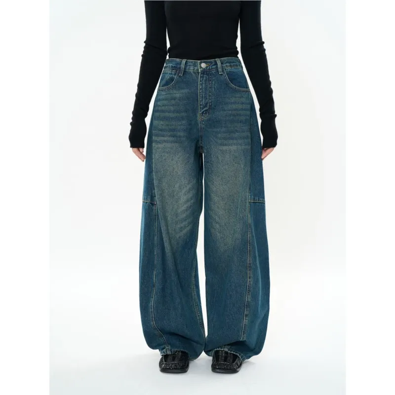 

Johnature зимние повседневные утепленные джинсы в корейском стиле с высокой талией и широкими штанинами, свободные универсальные удобные брюки для женщин