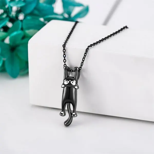 Kreative schwarze Katze Kristall Mond Anhänger Halskette für Frauen süße Kätzchen Mondstein Halsband Paar Y2K Schmuck Geburtstag Party Geschenk