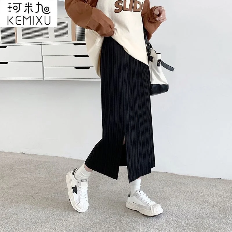 

Pleated Medium Long Elastic Waist Versatile Women's Back Faldas Clothes for Women Skirts