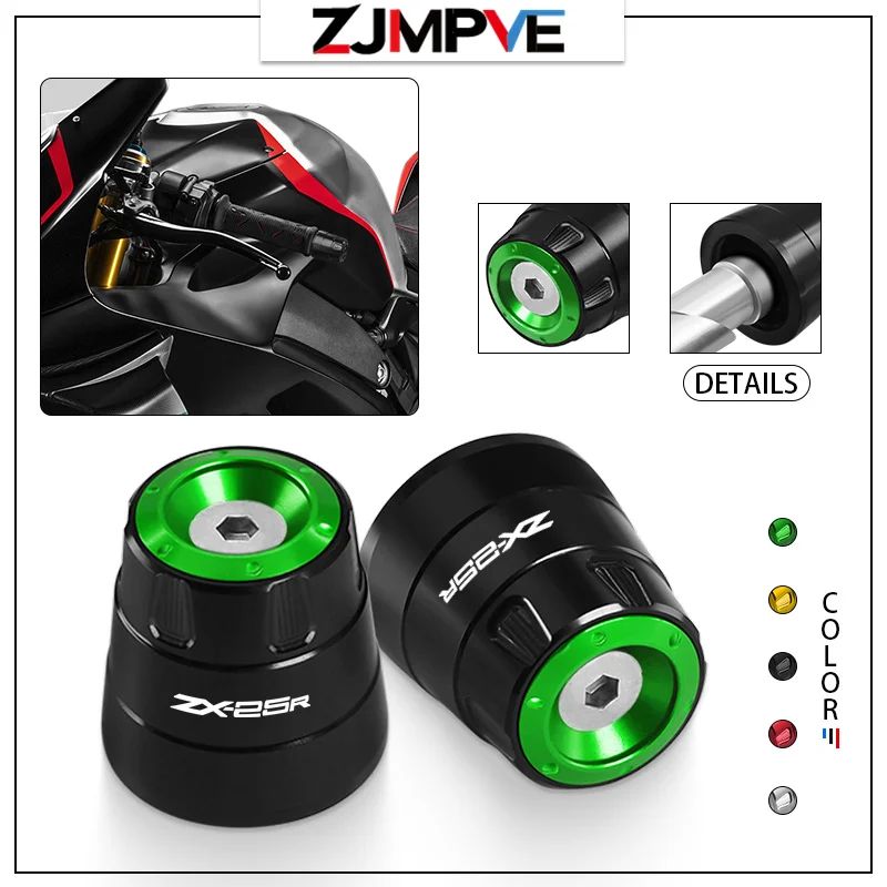 

7/8" 22mm For ZX-6R ZX-10R ZX-25R Motorcycle Universal Handlebar Grips Handle Ends Counterweight Cap Plugs Sliders zx-6r zx-10r