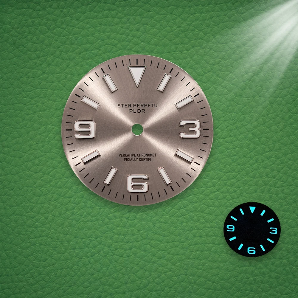 S Logo Dial 28.5mm E/xplorer NH35 Sunray  Dial Ice Blue Luminous Dial Fit NH35/NH36 Movement Watch Modification Accessories view 6