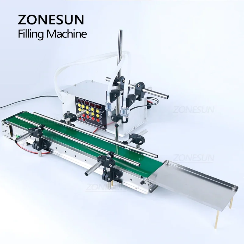 

ZONESUN Automatic Double Heads Filling Machine for Small Bottle Perfume Essential Oil Juice Small Business Waterproof Conveyor