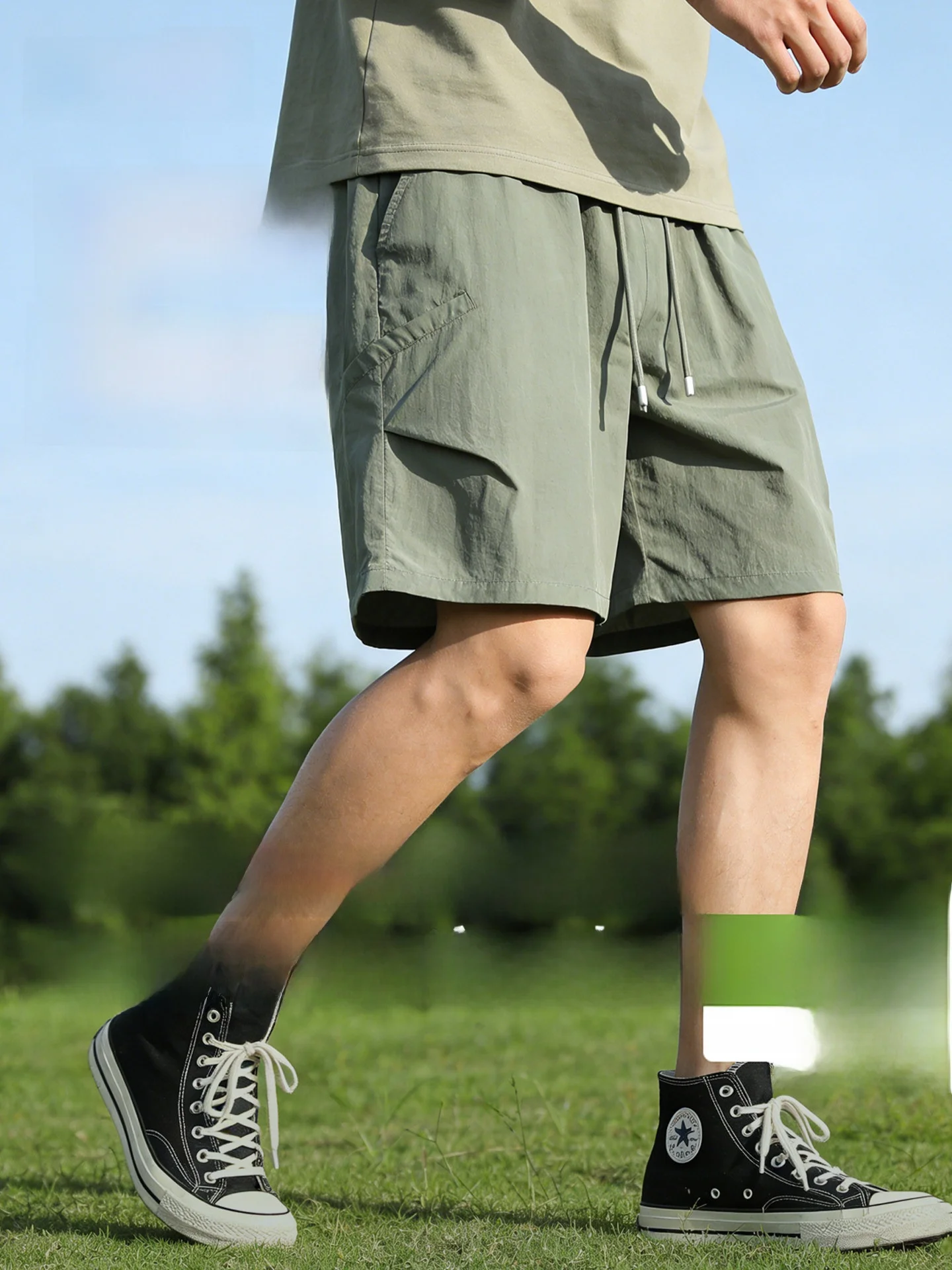 

Мужские летние тонкие спортивные шорты Bal для активного отдыха, бега, дышащие, длиной до колена, молодежные, повседневные