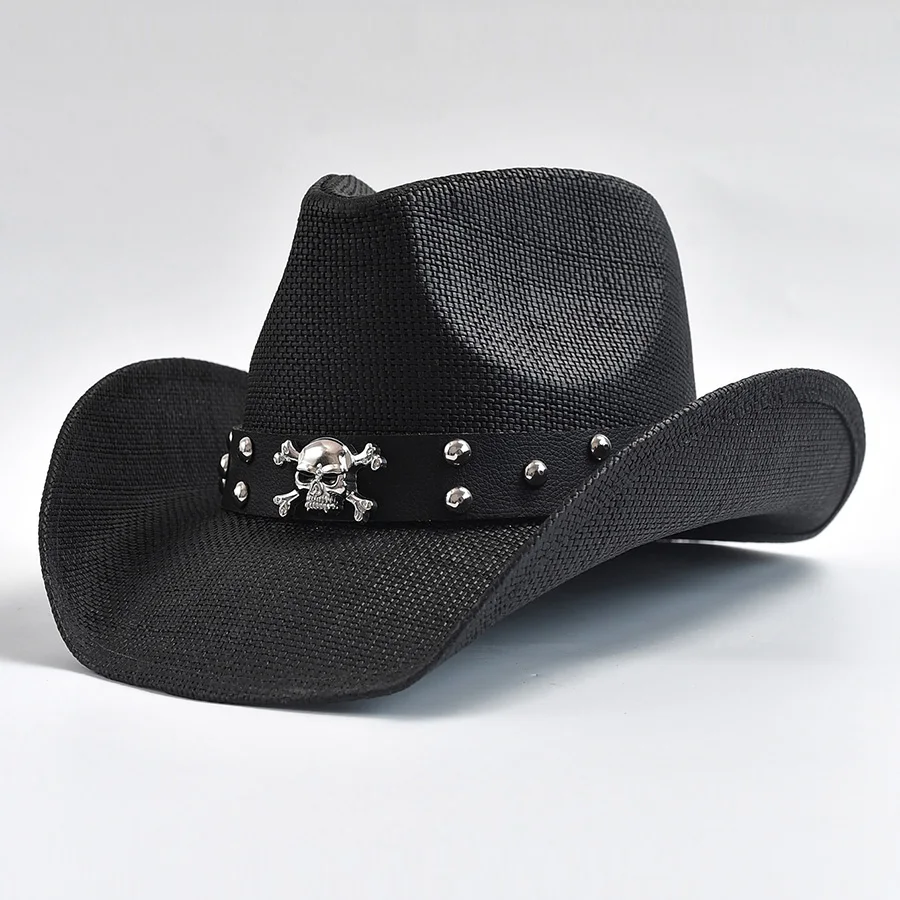 Kapelusze słomkowe w stylu zachodnim Vintage Curled Edge Cowgirl Jazz Hat Summer Beach Sun Hat Sombrero Homebre