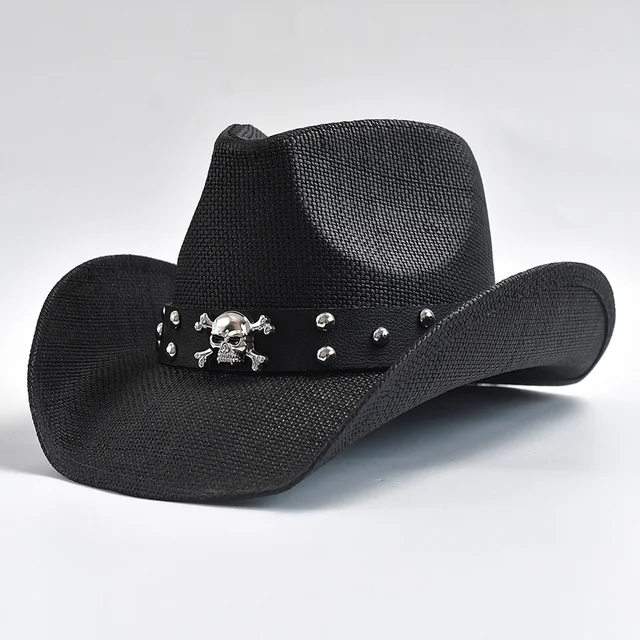 Kapelusze słomkowe w stylu zachodnim Vintage Curled Edge Cowgirl Jazz Hat Summer Beach Sun Hat Sombrero Homebre