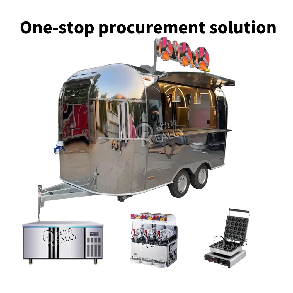 Trailer Truk Makanan Dapur Bergerak Bar Katering Es Krim Kopi AS Trailer Makanan Konsesi Dengan Dapur Lengkap