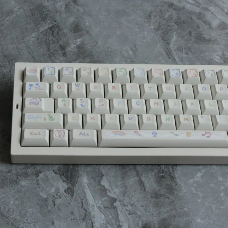 142 مفتاحًا ملاحظة موسيقية PBT Keycap KCA Profile DYE Sublimation ISO أدخل تخطيط ANSI لمفاتيح Gaterom Outemu TTC Cherry Mx