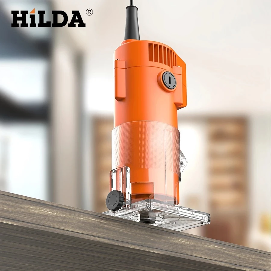 HILDA Electric Trimmer Wood Milling Engraving Slotting Trimming Machine Hand Carving Machine Wood Router Woodworking