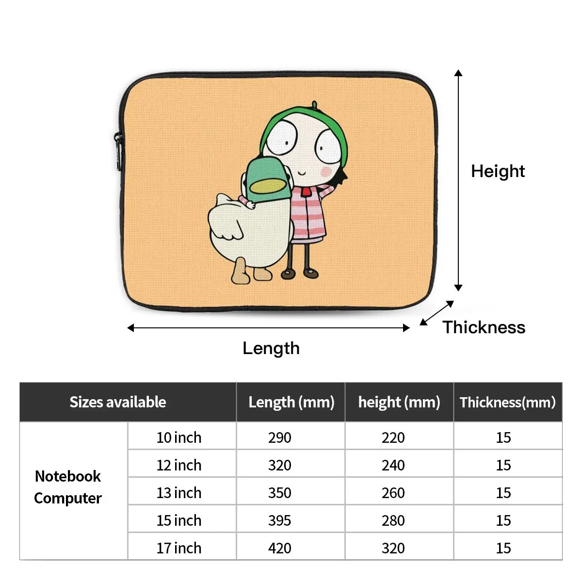 Sarah And Duck Having Fun Notebook Laptop Bag Case Pouch Notebook Sleeve Cover Bag Tablet Shockproof Case Bag