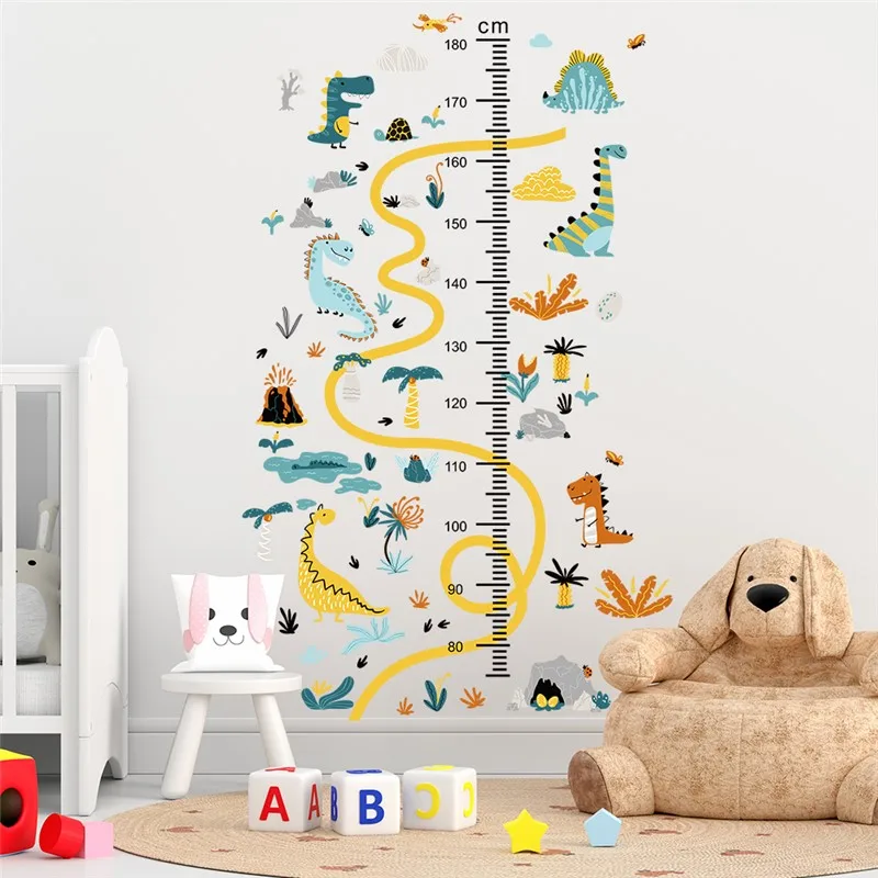 Grow With Dinosaurs Wall Sticker For Height Measure Kids Droom Decoration Accident Animal Mural Art Diy Home Decal Pvc Posters