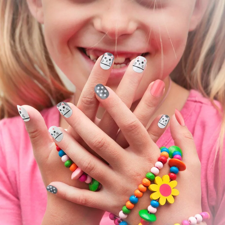 120 peças imprensa em unhas falsas unhas artificiais meninas capa completa curto unhas falsas para meninas design decoração doce menina