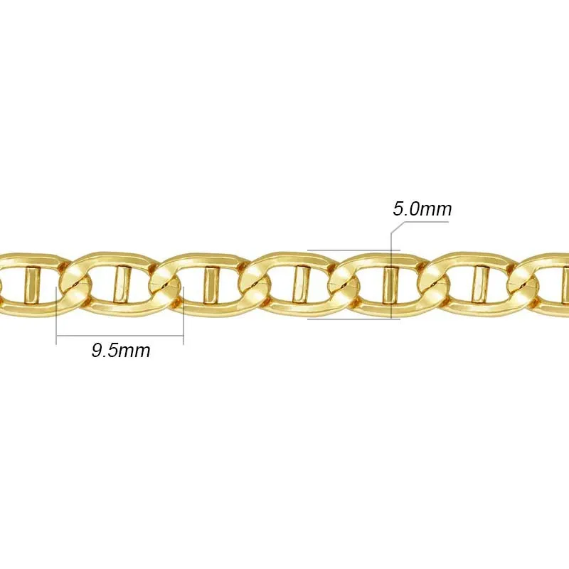 Tarnish Free 1/20 14K Gold Filled 5*9.5mm Anchor Chain Permanent Jewelry D Shaped Oval Marine Chain For DIY Necklace Making