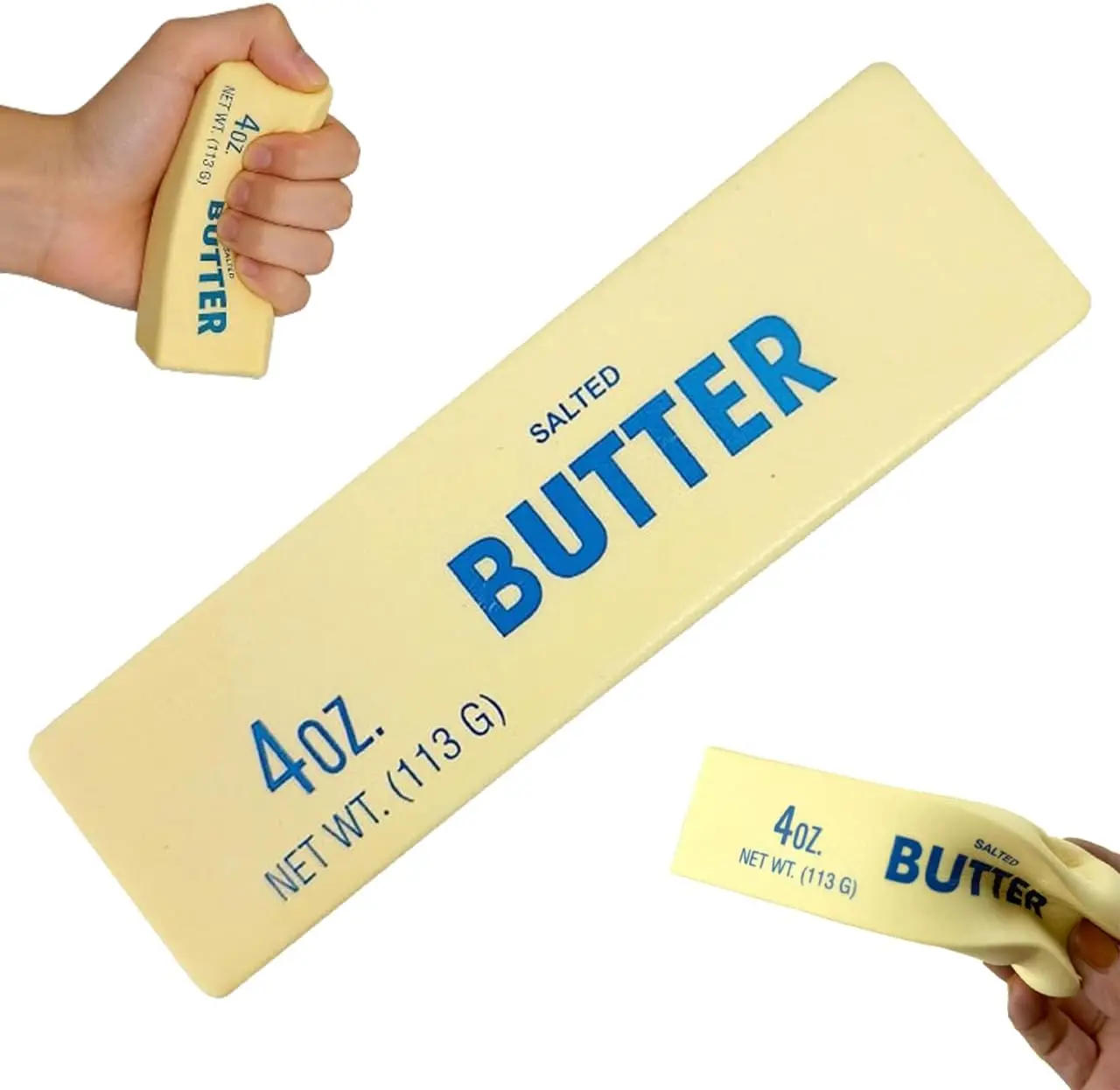 4oz Butter Squishy Toy - Salted Butter Design Stress Relief Fidget for Adults, Realistic Sensory Squishies for Desk Decor & Anxiety Relief, Funny Food-Themed Office Gift, 2PC
