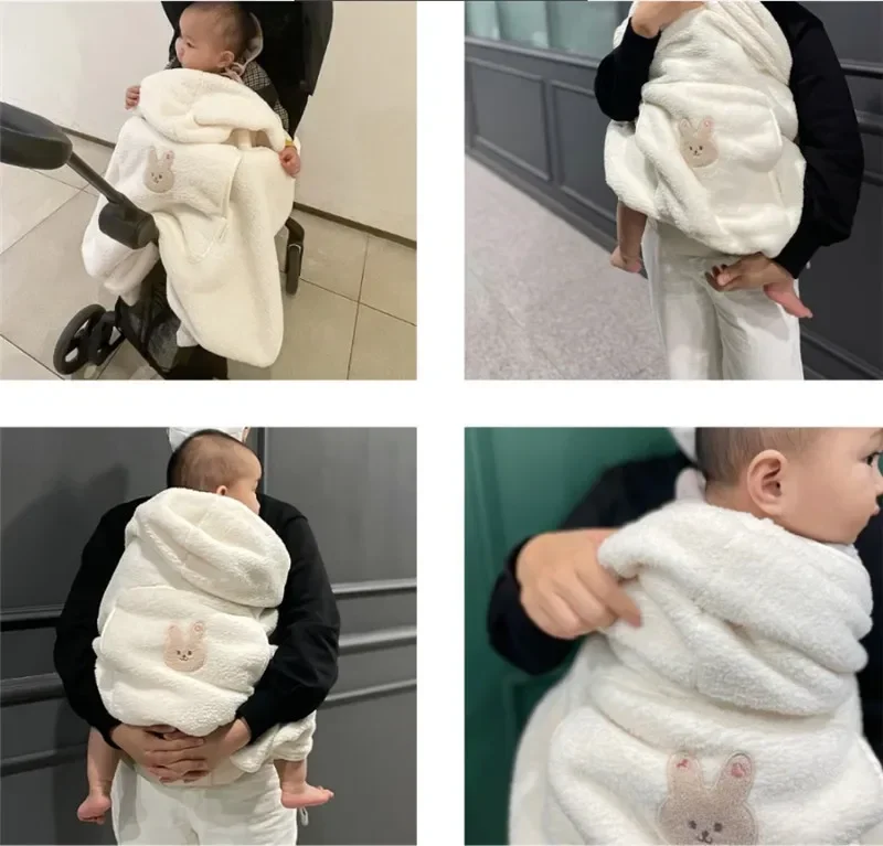 Flannel Baby Blanket Coral Fleece Stroller Cover Cute Bear Winter Windproof Kids Blankets Infant Nap Warm Quilt Swaddle Wrap