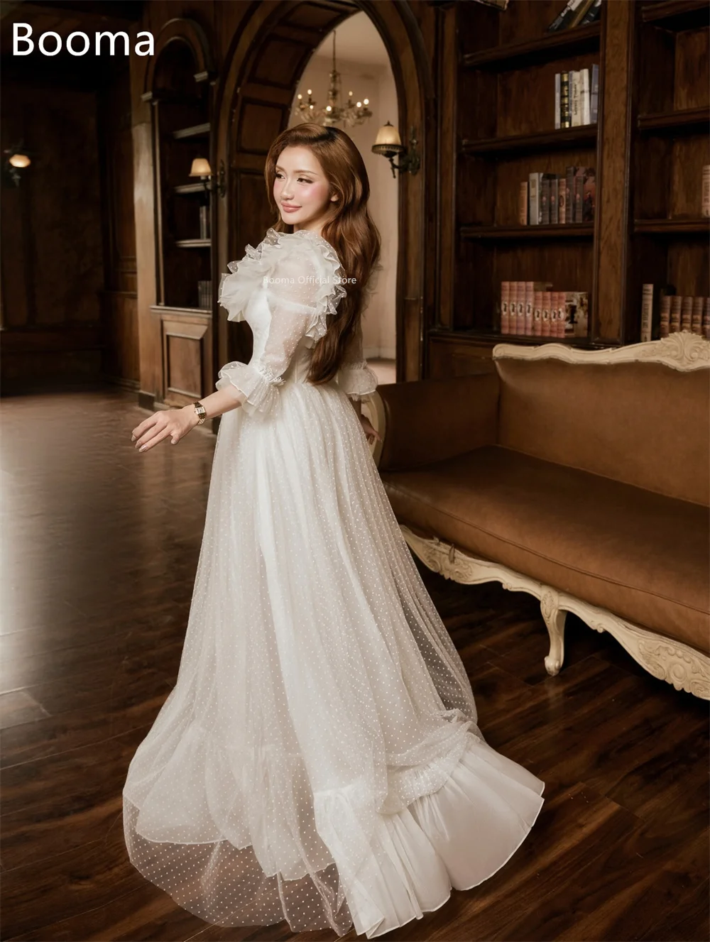 Booma a-line فساتين زفاف بسيطة على شكل قلب ومشد أنيق فساتين زفاف بسيطة من التل للعرائس مصنوعة حسب الطلب 2025 #2