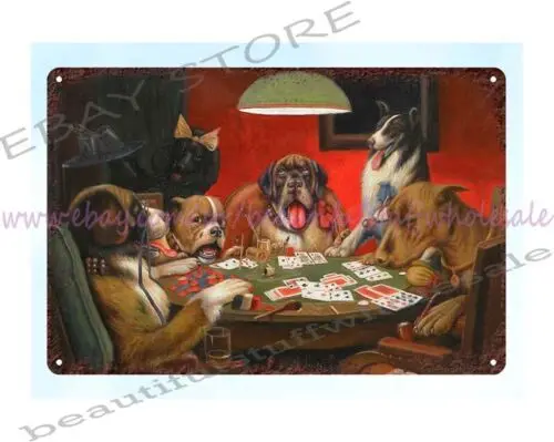 1906 A Waterloo DOGS PLAYING POKER by Cassius Marcellus Coolidge metal tin sign