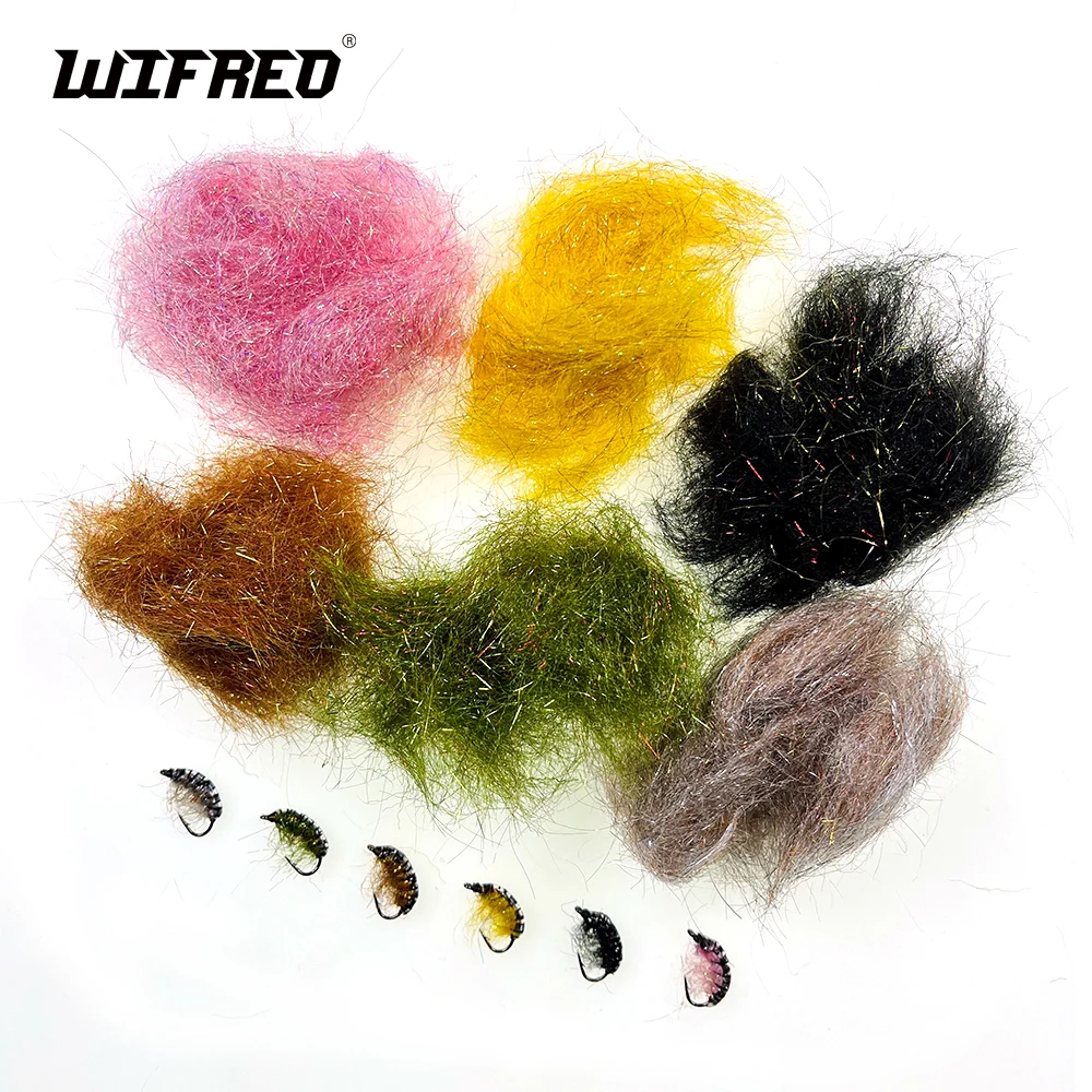 WIFREO 2g/bag 6 Colors Czech Nymph Dubbing Soft Fine Sparkling Fibers Fly Fishing Tying Material Synthetic Dub ﻿Scuds Shrimps