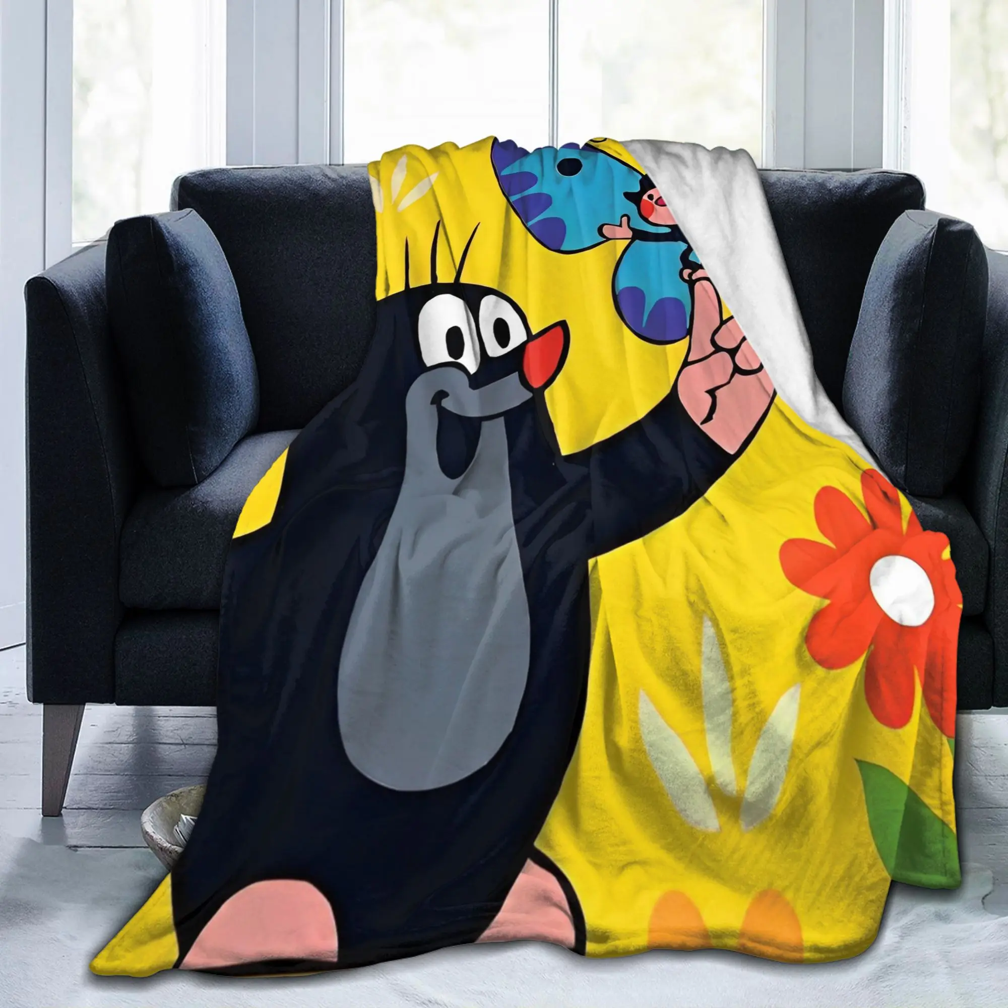 

Милое флисовое одеяло «Маленький крот», креативное одеяло с рисунком аниме для дома, одеяло 200x150 см