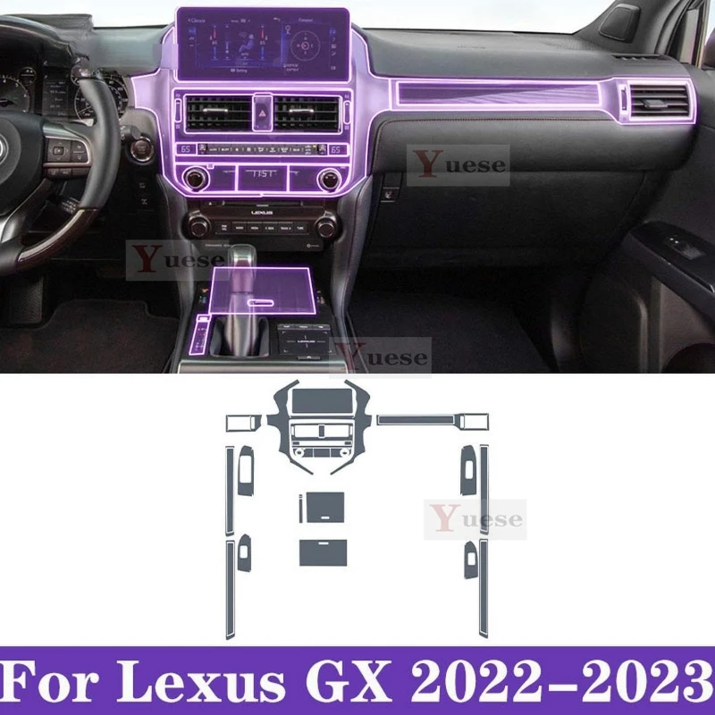 

For Lexus GX 600 2022-2024 Car Interior Center Console Transparent TPU Protective Film Anti-scratch Sticker