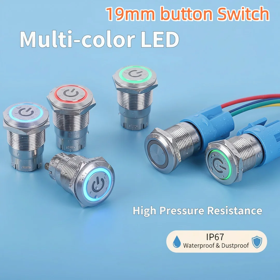 

19mm Metal Button light Switch,momentary or Latching,car Angel Eyes Switch,waterproof IP67